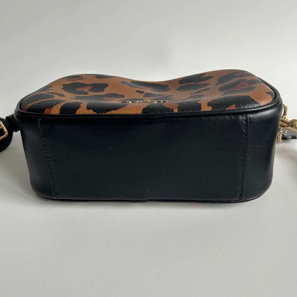 Coach Jamie Camera Bag Leopard Print Coated Canvas Crossbody Excellent