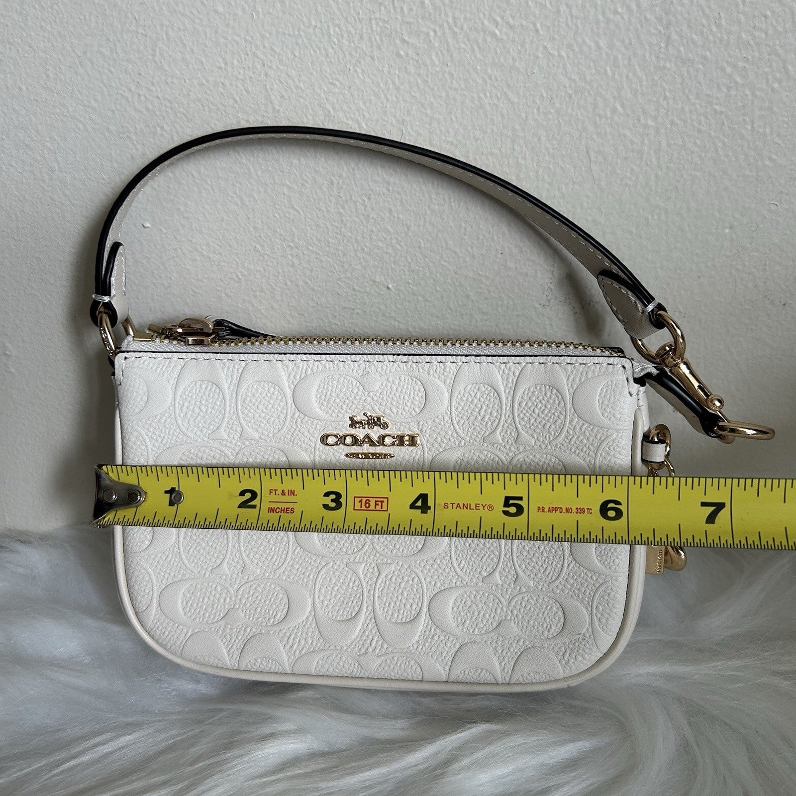 Coach Nolita 19 Chalk White Embossed Leather Shoulder Bag Excellent