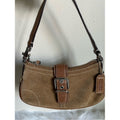 Coach Soho Hamptons Demi Camel Tan Suede Buckle Shoulder Bag 7558 Good