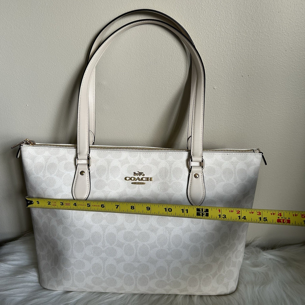 Coach Gallery Tote Chalk White Signature Canvas Leather Bag NEW