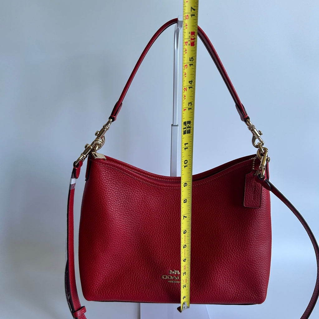 Coach Laurel Red Pebbled Leather Shoulder Bag CR148 Excellent