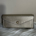 Coach Wyn Soft Wallet Metallic Gold Crossgrain Leather C2327 Excellent