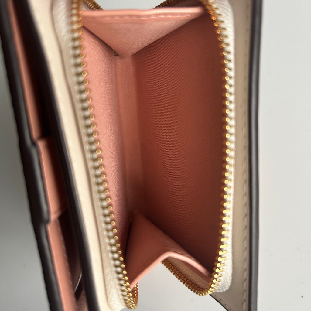Coach Snap Wallet Chalk Taupe Floral Signature Canvas C8703 Excellent