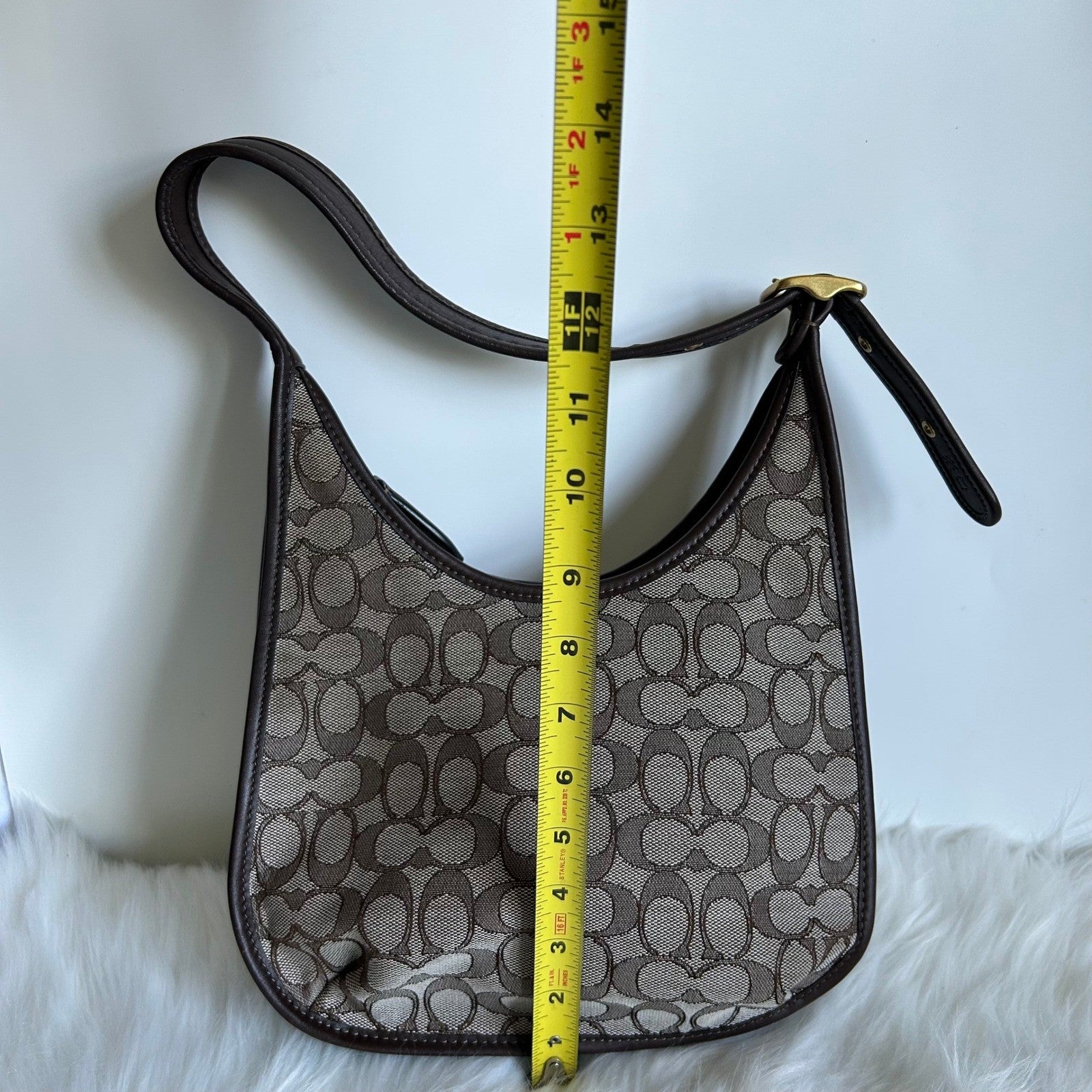 Coach Ergo Brown Signature Jacquard Leather Shoulder Bag C2588 Good