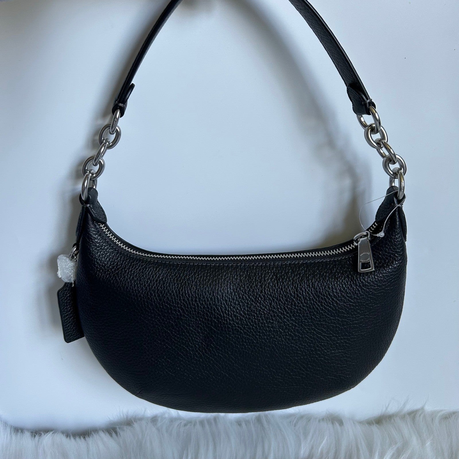 Coach Payton Black Pebble Leather Shoulder Bag Excellent