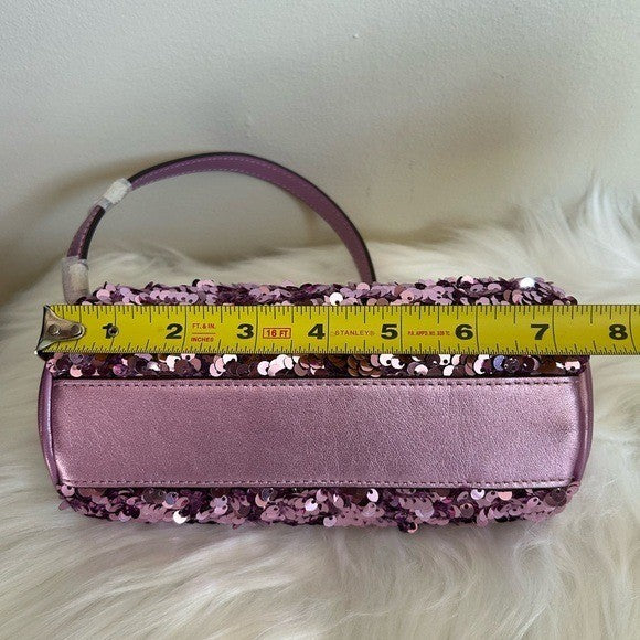 Coach Sequin Nolita Barrel Bag Lilac Metallic Leather Shoulder Bag NWT CQ589