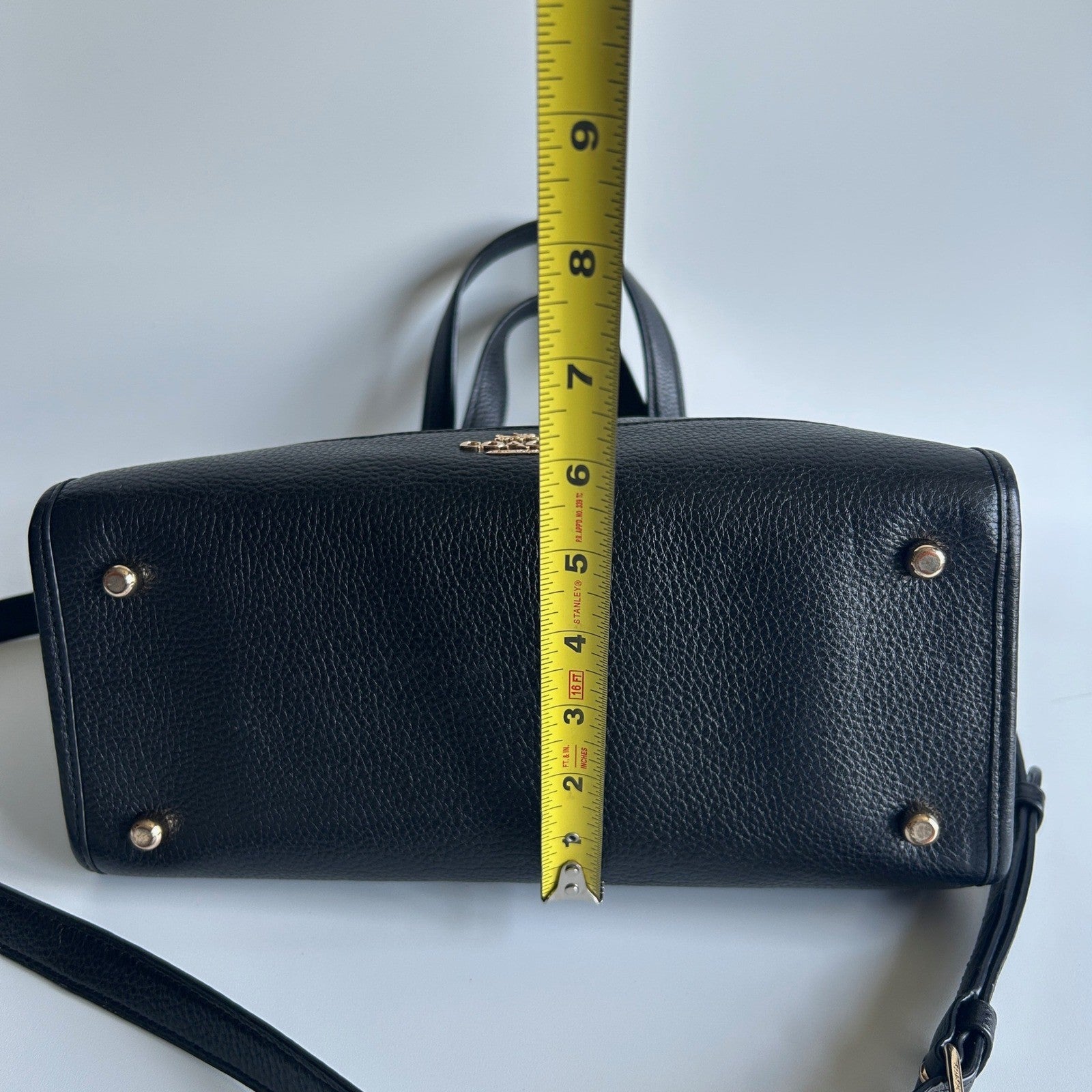 Coach Dempsey Carryall Black Pebbled Leather Shoulder Bag Excellent