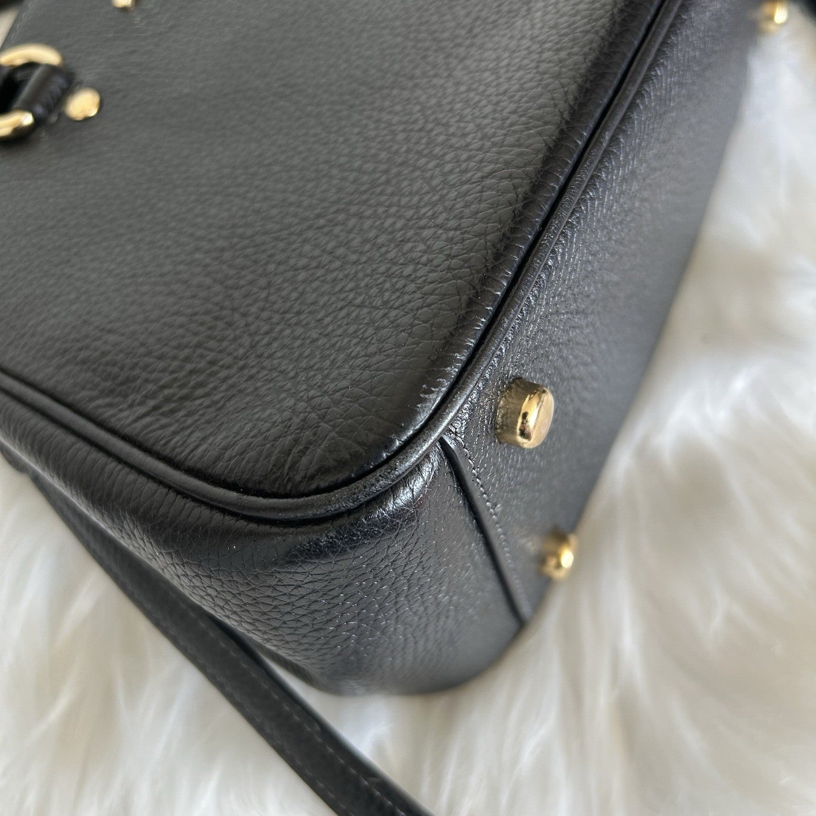 Coach Savannah Small Black Pebbled Leather Satchel Shoulder Bag Excellent