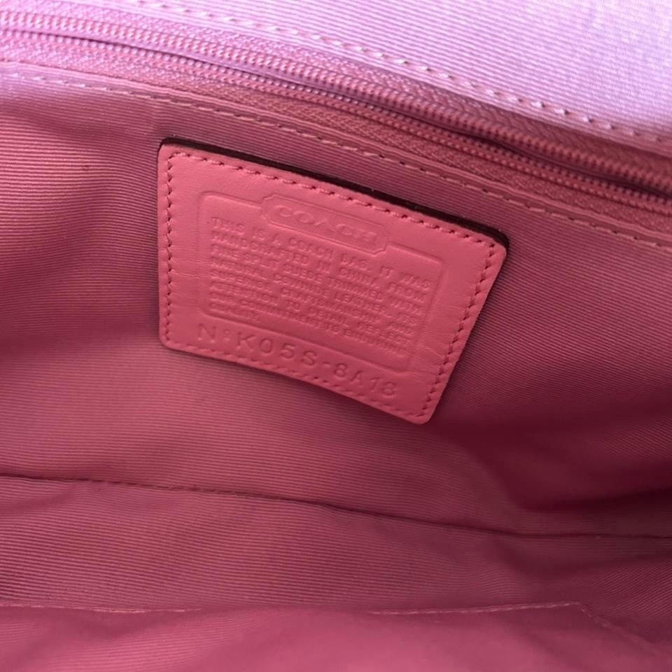 Coach Soho Pink Suede Leather Buckle Flap Shoulder Bag 8A18 Good