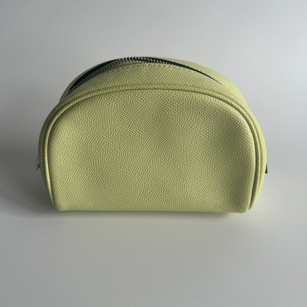 Coach Cosmetic Case 17 Lime Green Crossgrain Leather Dome Pouch Excellent