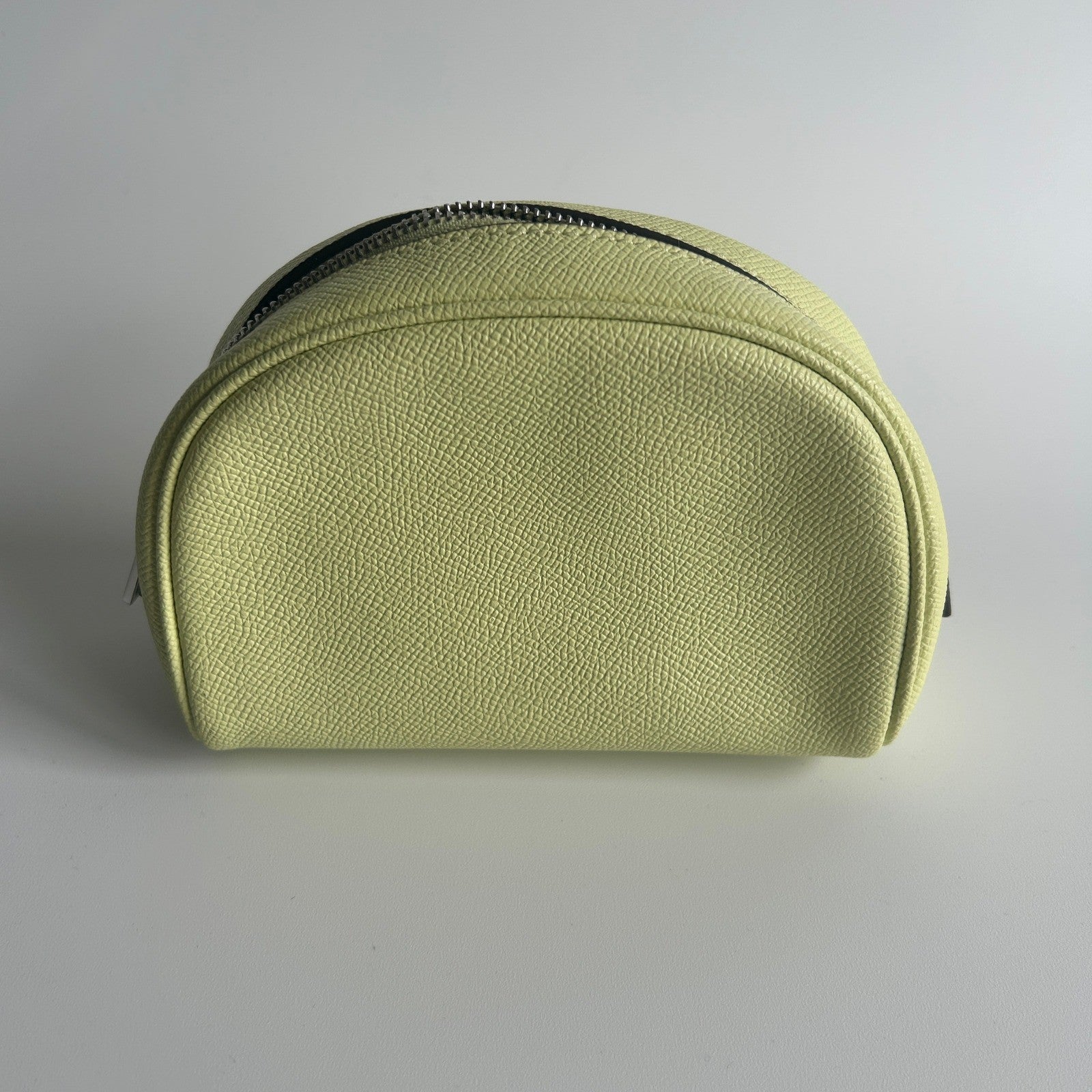 Coach Cosmetic Case 17 Lime Green Crossgrain Leather Dome Pouch Excellent