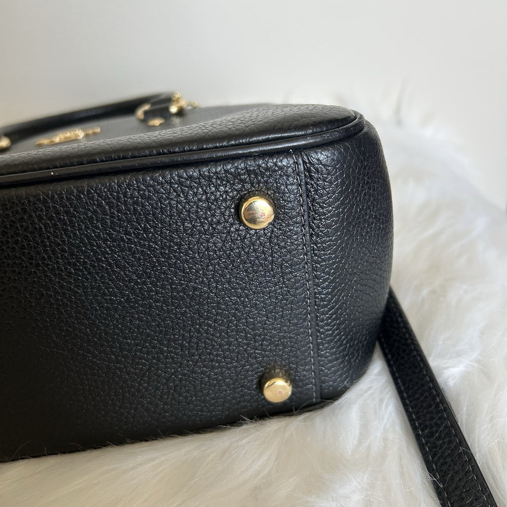Coach Savannah Small Black Pebbled Leather Satchel Shoulder Bag Excellent