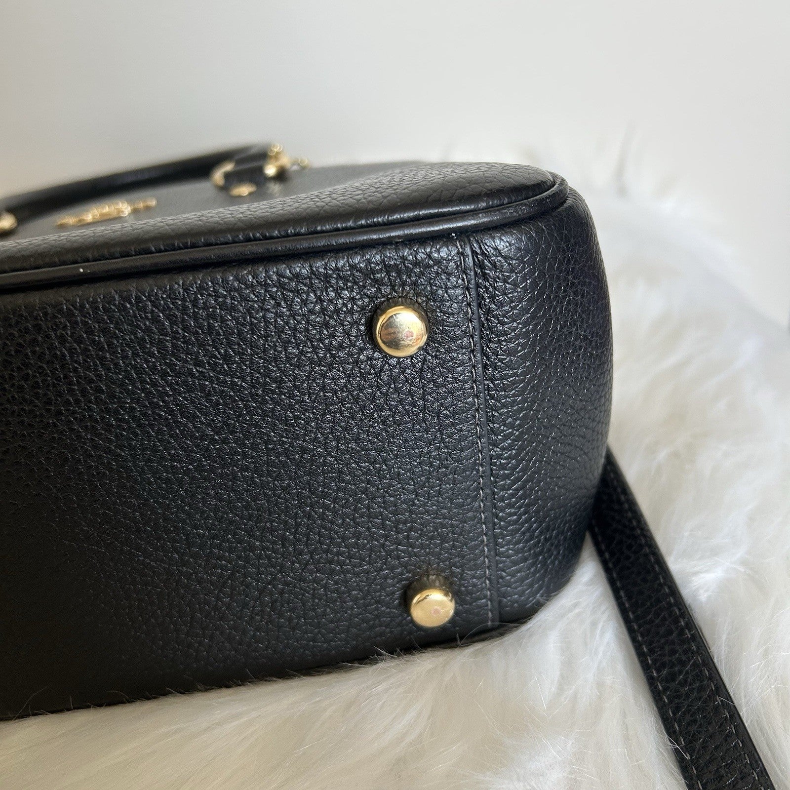 Coach Savannah Small Black Pebbled Leather Satchel Shoulder Bag Excellent