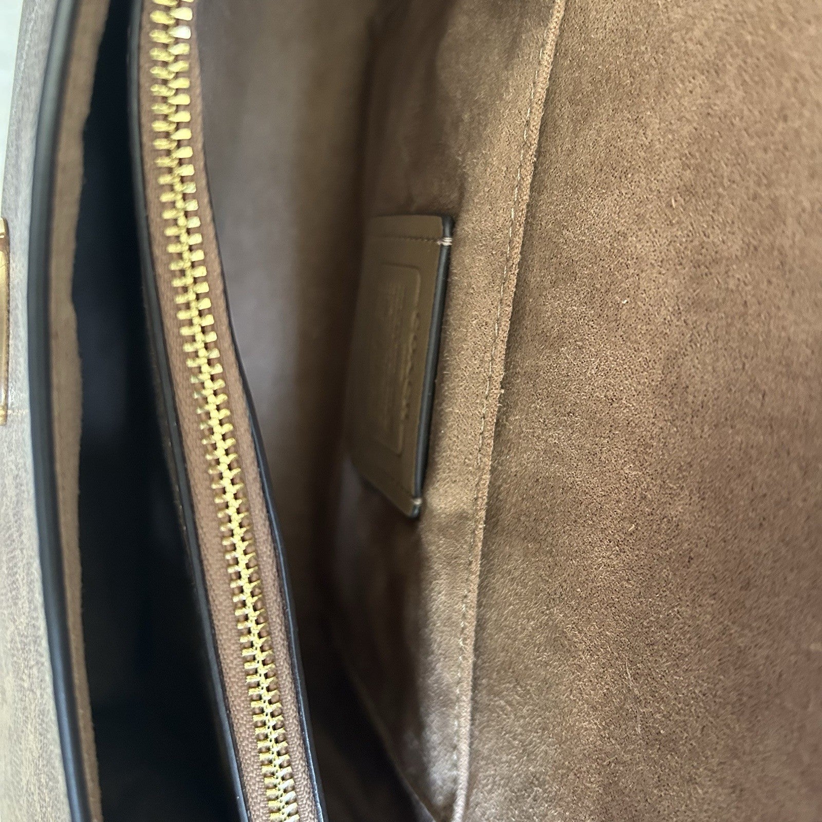 Coach Eliza Brown Signature Canvas Leather Shoulder Bag Excellent