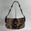 Coach Soho Signature Brown Canvas Leather Shoulder Bag 6314 Good