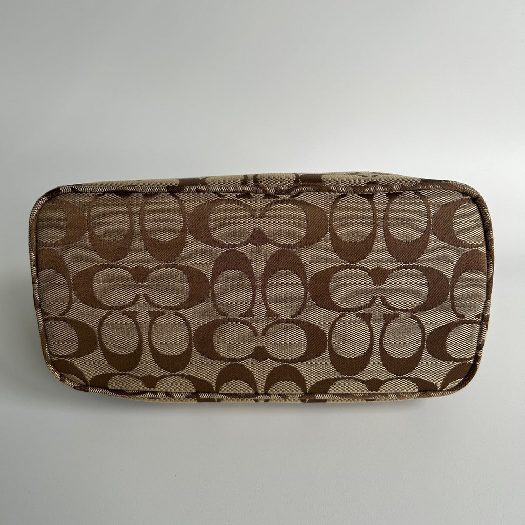Coach Signature Demi Brown Canvas Leather Shoulder Bag 6094 Excellent