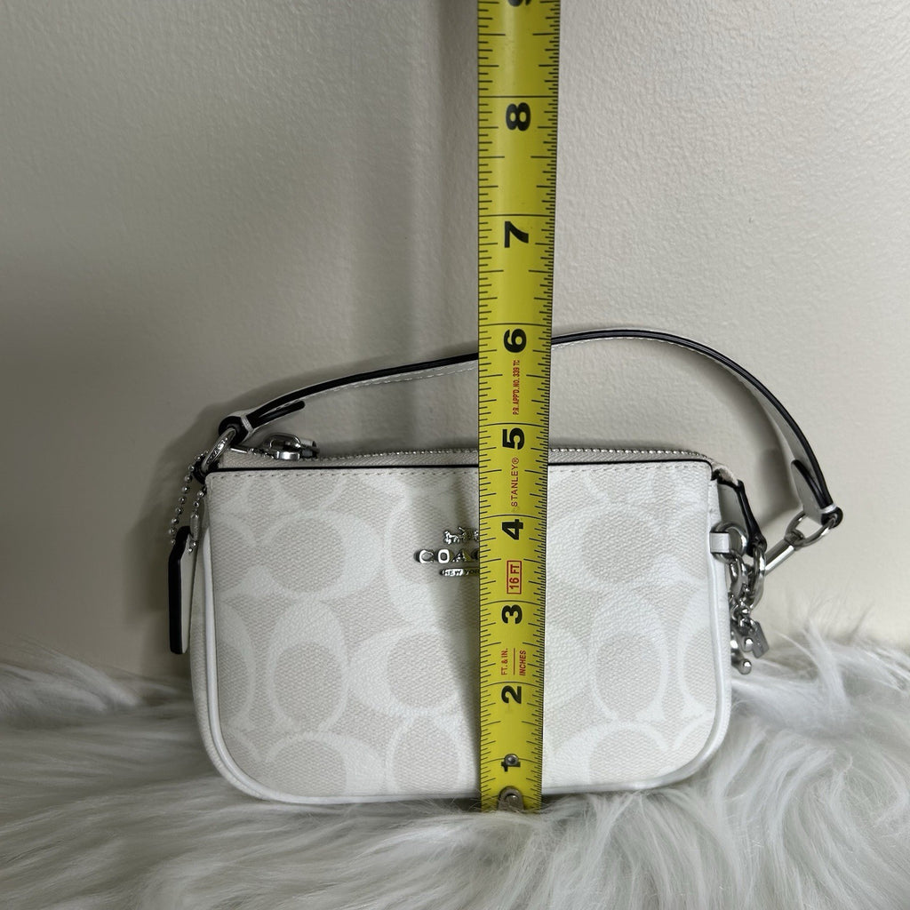 Coach Nolita 15 Mini Chalk White Signature Canvas Shoulder Bag Good