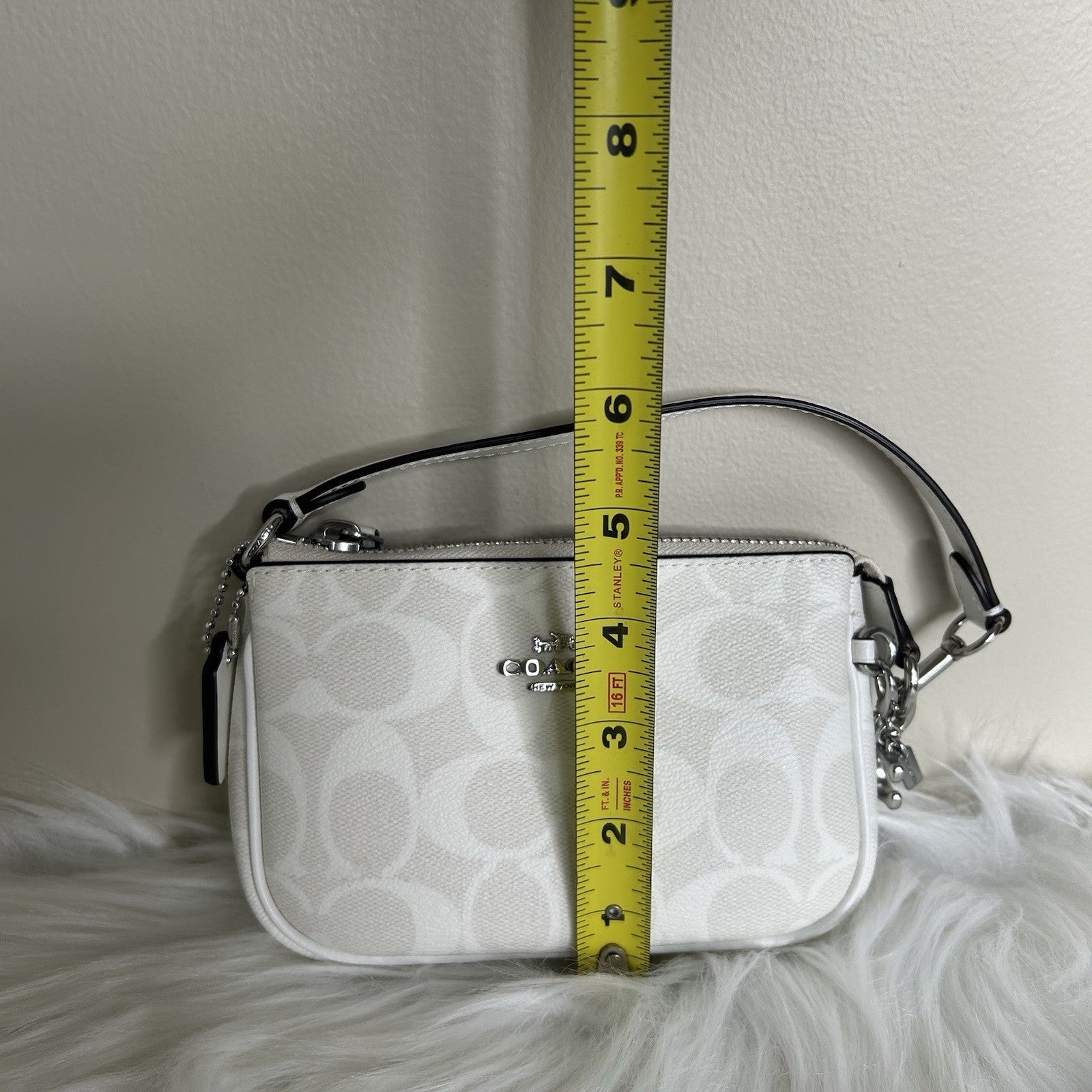 Coach Nolita 15 Mini Chalk White Signature Canvas Shoulder Bag Good