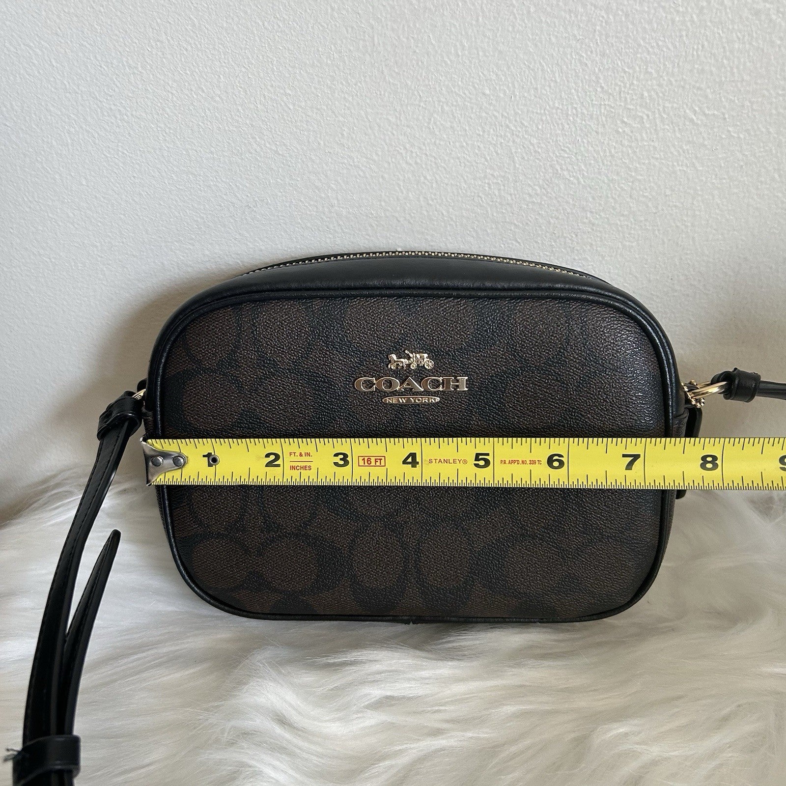 Coach Jamie Camera Bag Brown Black Signature Canvas Crossbody Excellent
