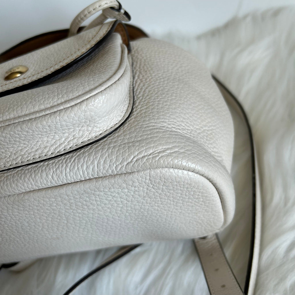 Coach Pennie Mini Backpack 22 Chalk White Pebbled Leather C4121 Good