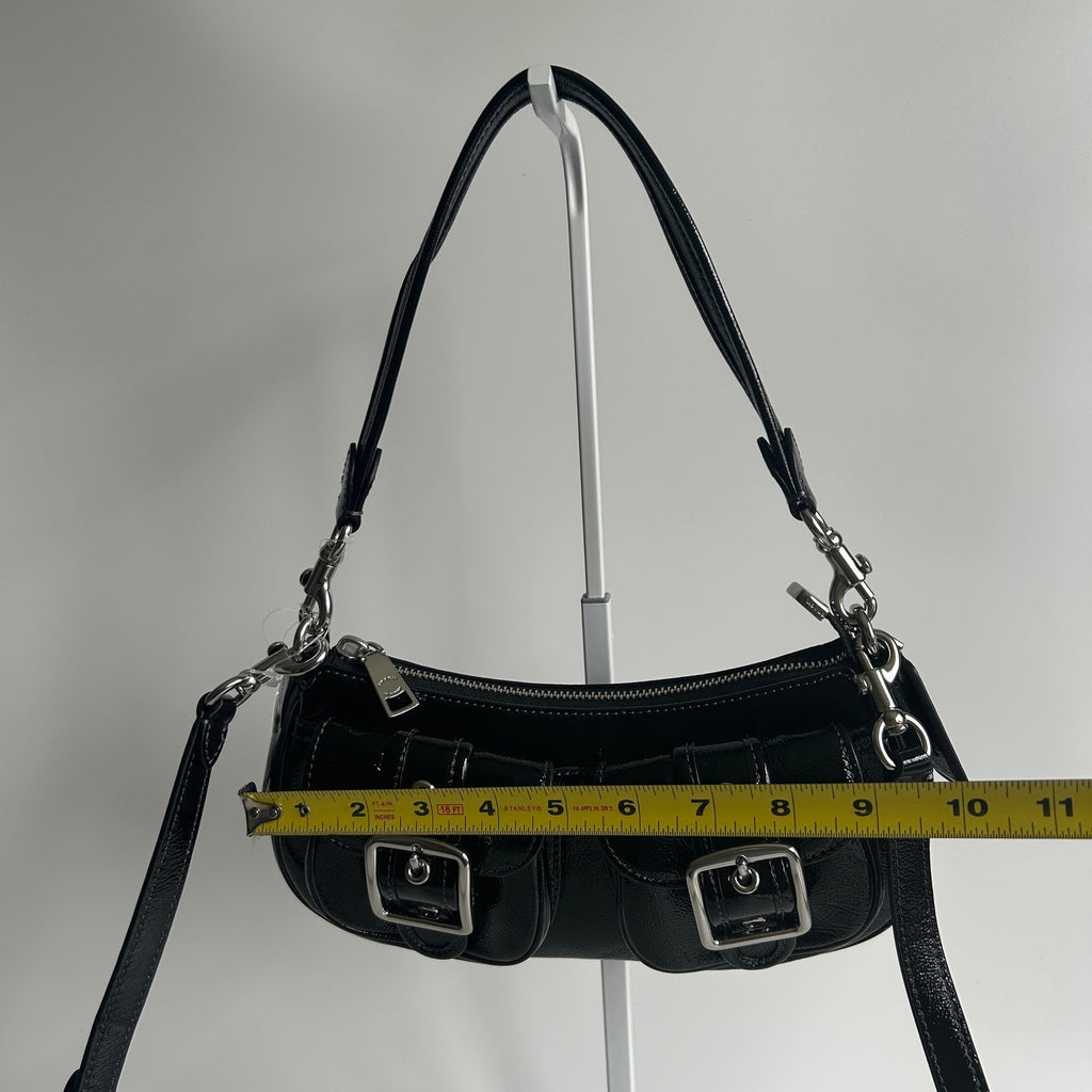 Coach Ashton Black Crinkle Patent Leather Shoulder Bag CV943 NWT