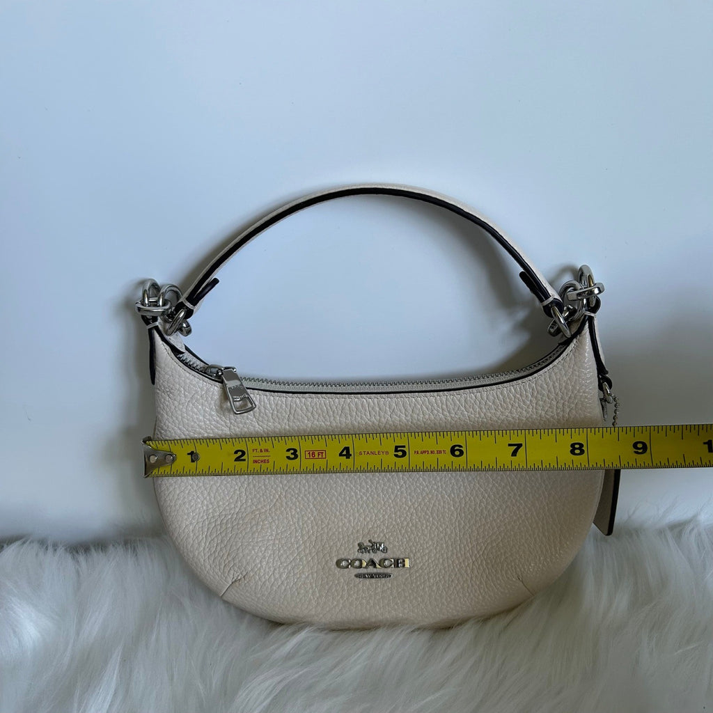 Coach Mini Payton Chalk White Pebbled Leather Hobo Bag Good