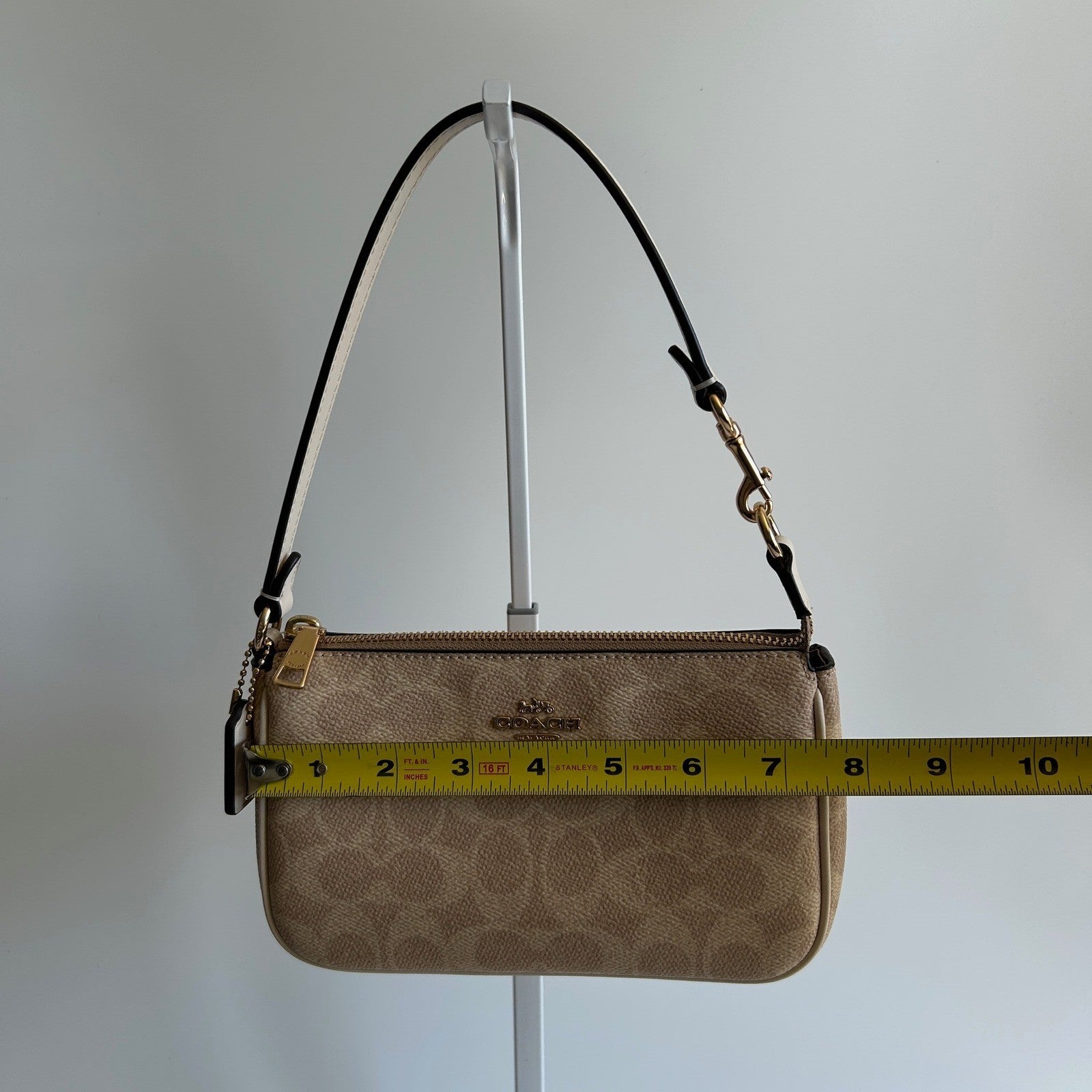 Coach Nolita 19 Light Khaki Chalk Signature Canvas Shoulder Bag Excellent