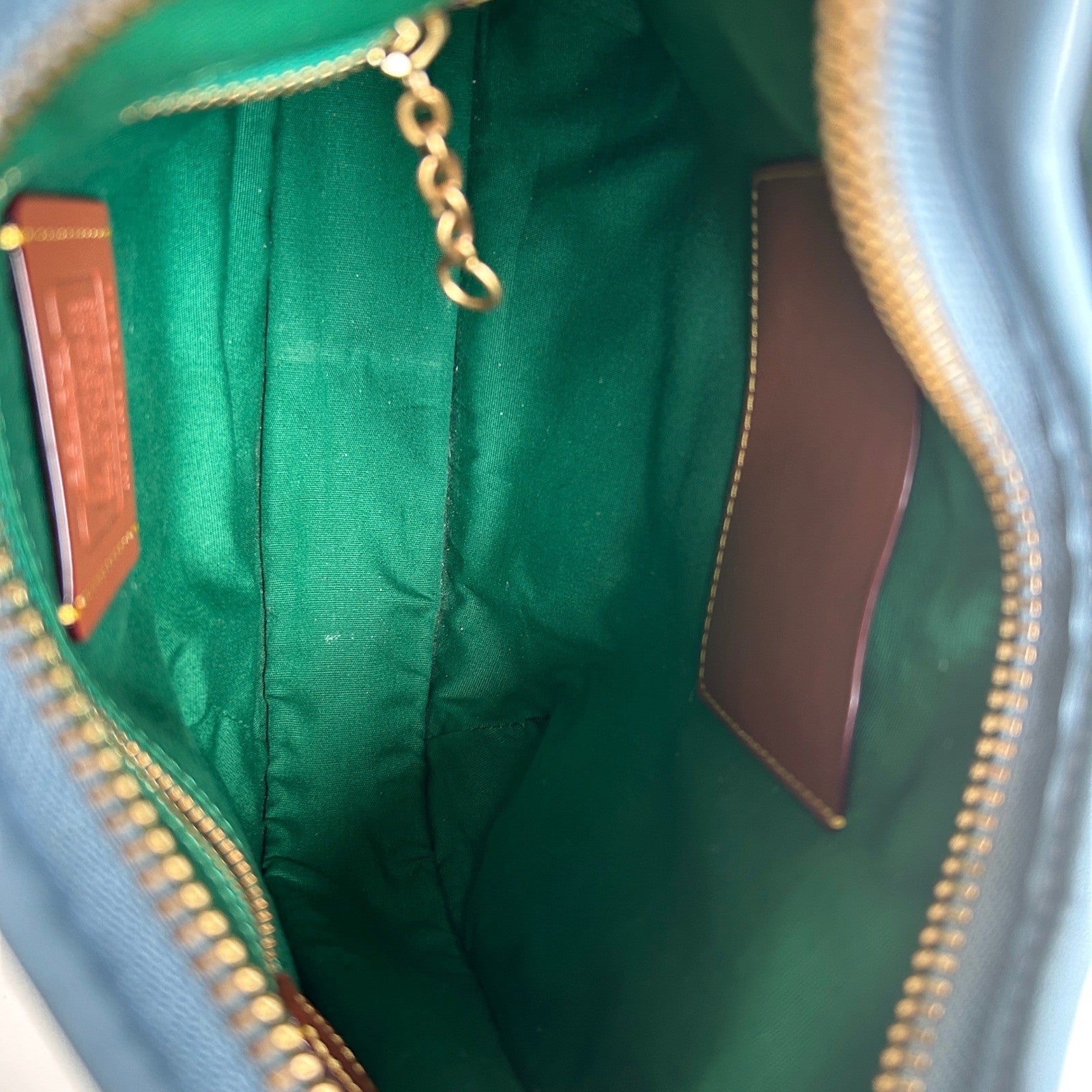 Coach Ergo C2588 Green Blue Signature Jacquard Leather Shoulder Bag Excellent
