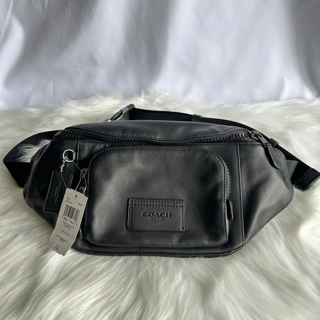 Coach Track Belt Bag Black Pebbled Leather C2716 NWT