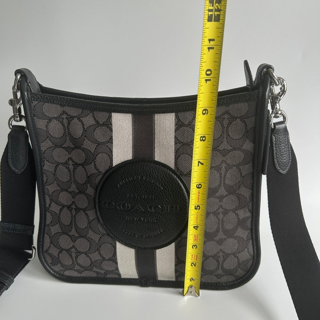 Coach Dempsey File Bag Black Charcoal Signature Jacquard Crossbody Excellent