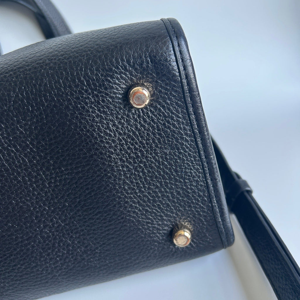 Coach Dempsey Carryall Black Pebbled Leather Shoulder Bag Excellent
