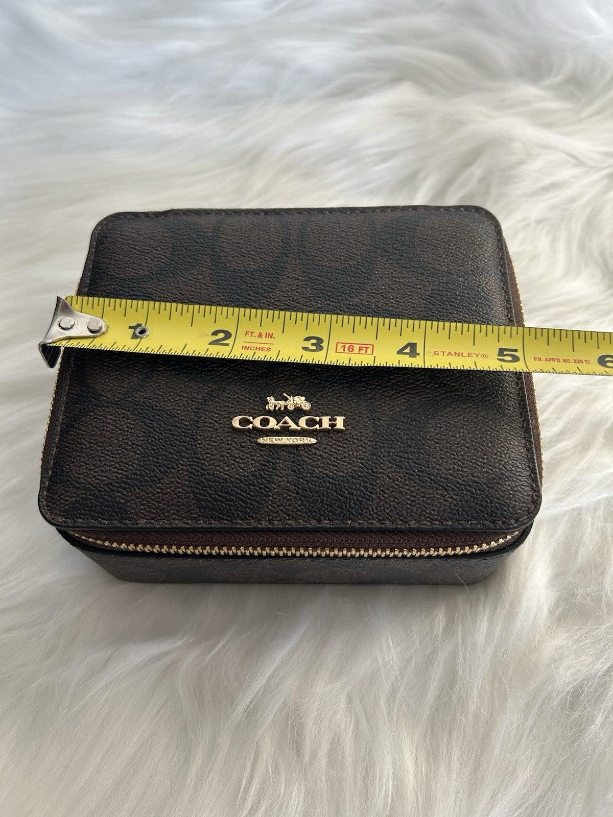 NWT Coach Jewelry Box In Signature Canvas Brown/Black