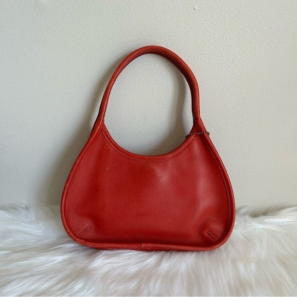 Coach Ergo 9020 Red Glovetanned Leather Shoulder Bag Good
