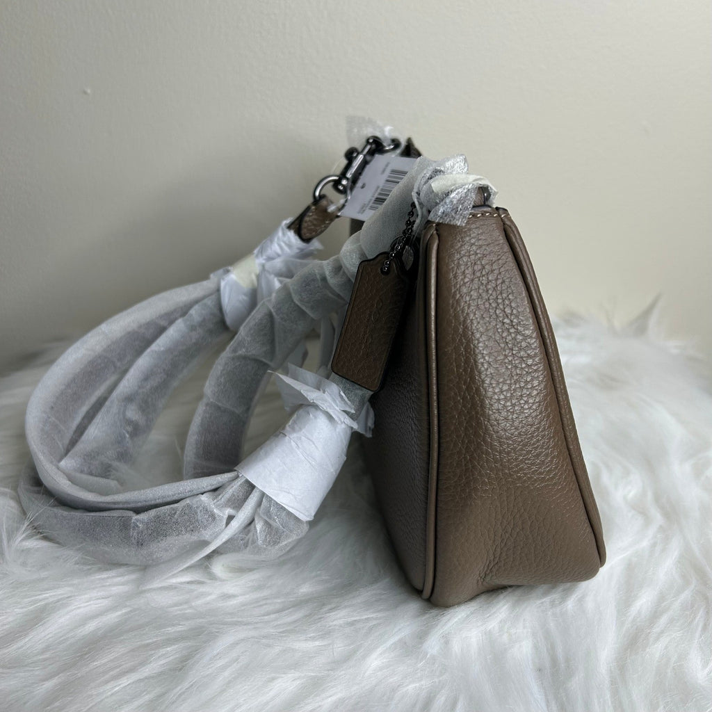Coach Teri Dark Stone Pebbled Leather Shoulder Bag CV934 NEW