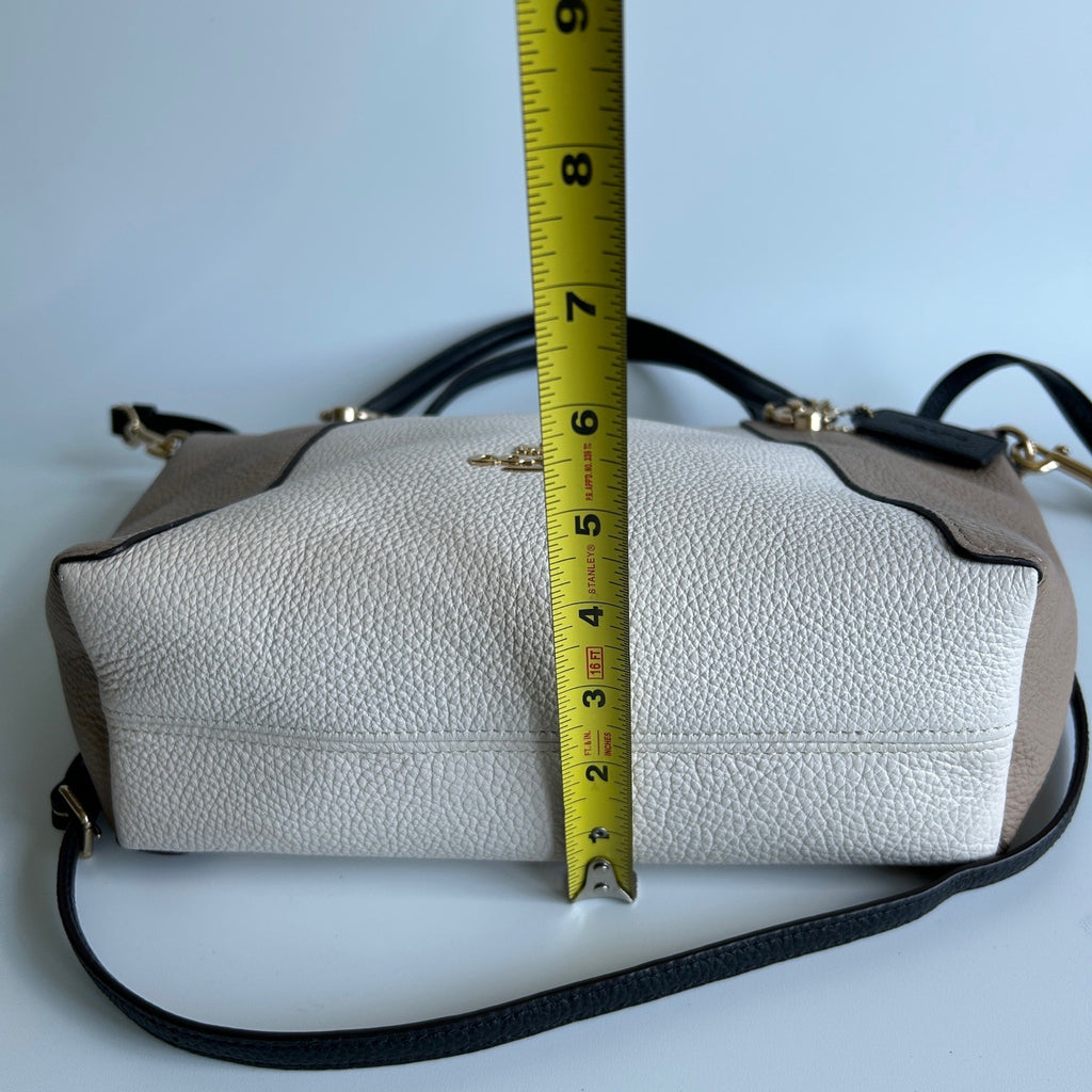 Coach Kacey Satchel Chalk Multi Pebbled Leather Bag Excellent