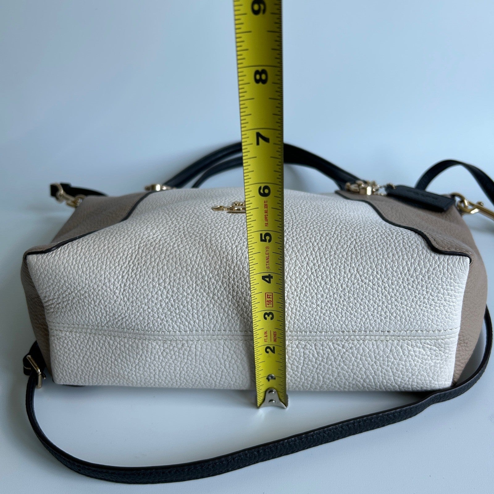 Coach Kacey Satchel Chalk Multi Pebbled Leather Bag Excellent