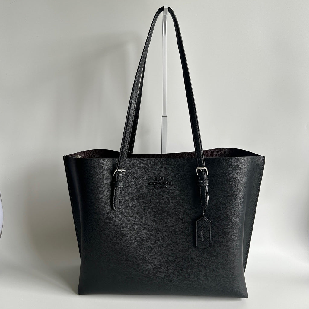 Coach Mollie Tote Black Pebbled Leather Shoulder Bag 1671 Excellent