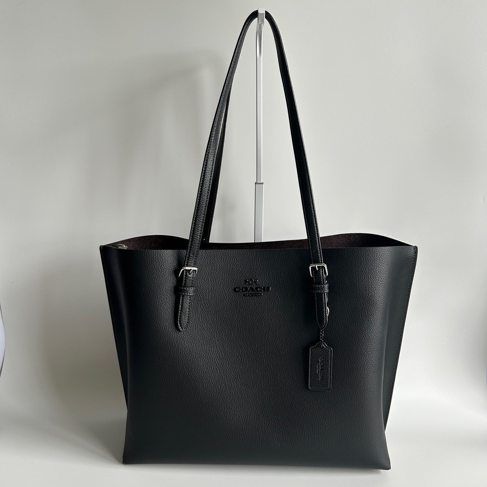 Coach Mollie Tote Black Pebbled Leather Shoulder Bag 1671 Excellent