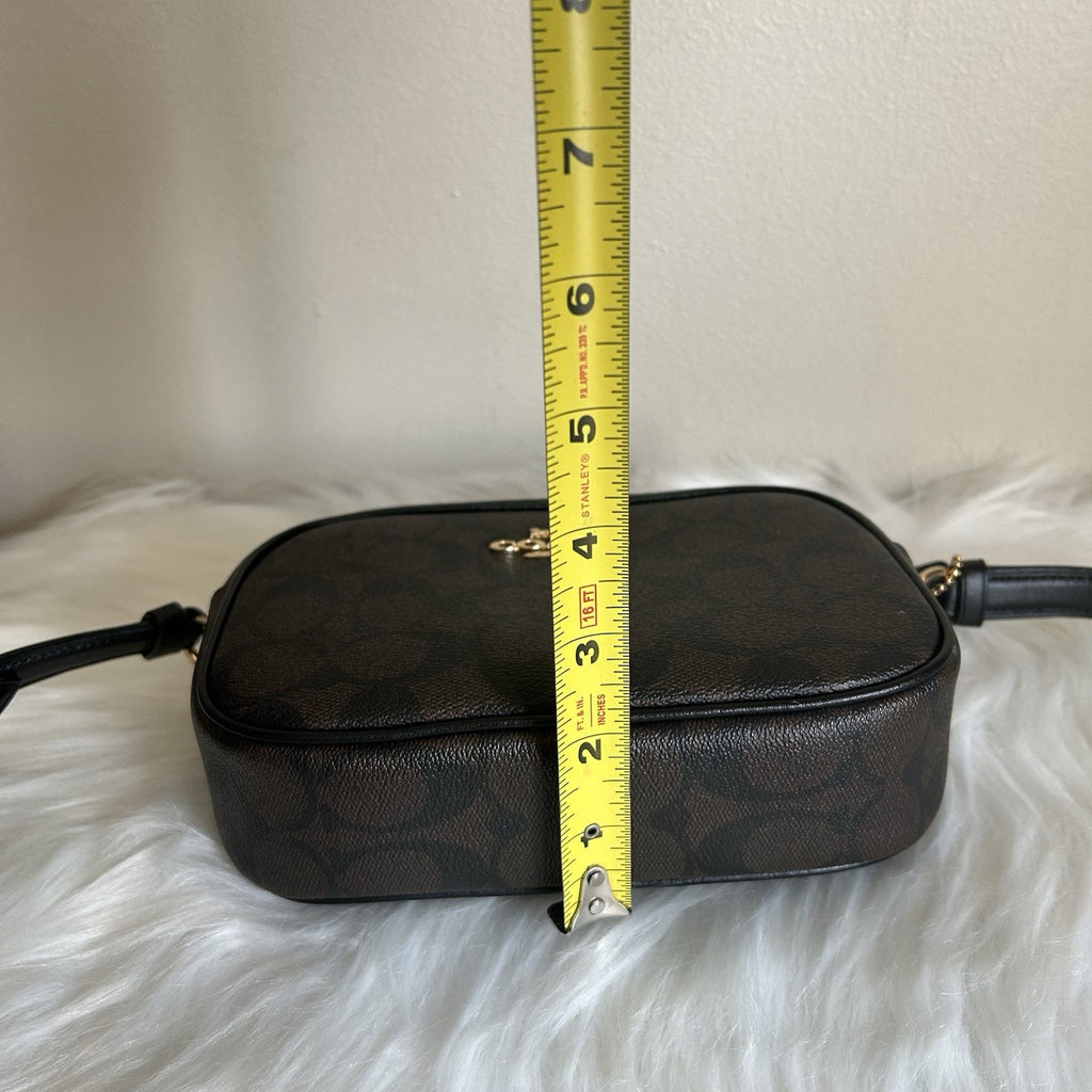 Coach Jamie Camera Bag Brown Black Signature Canvas Crossbody Excellent