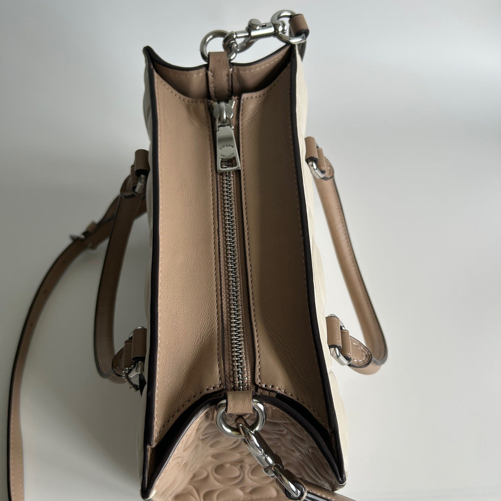 Coach Maggie Small Tote Chalk White Leather Bag CY670 Excellent