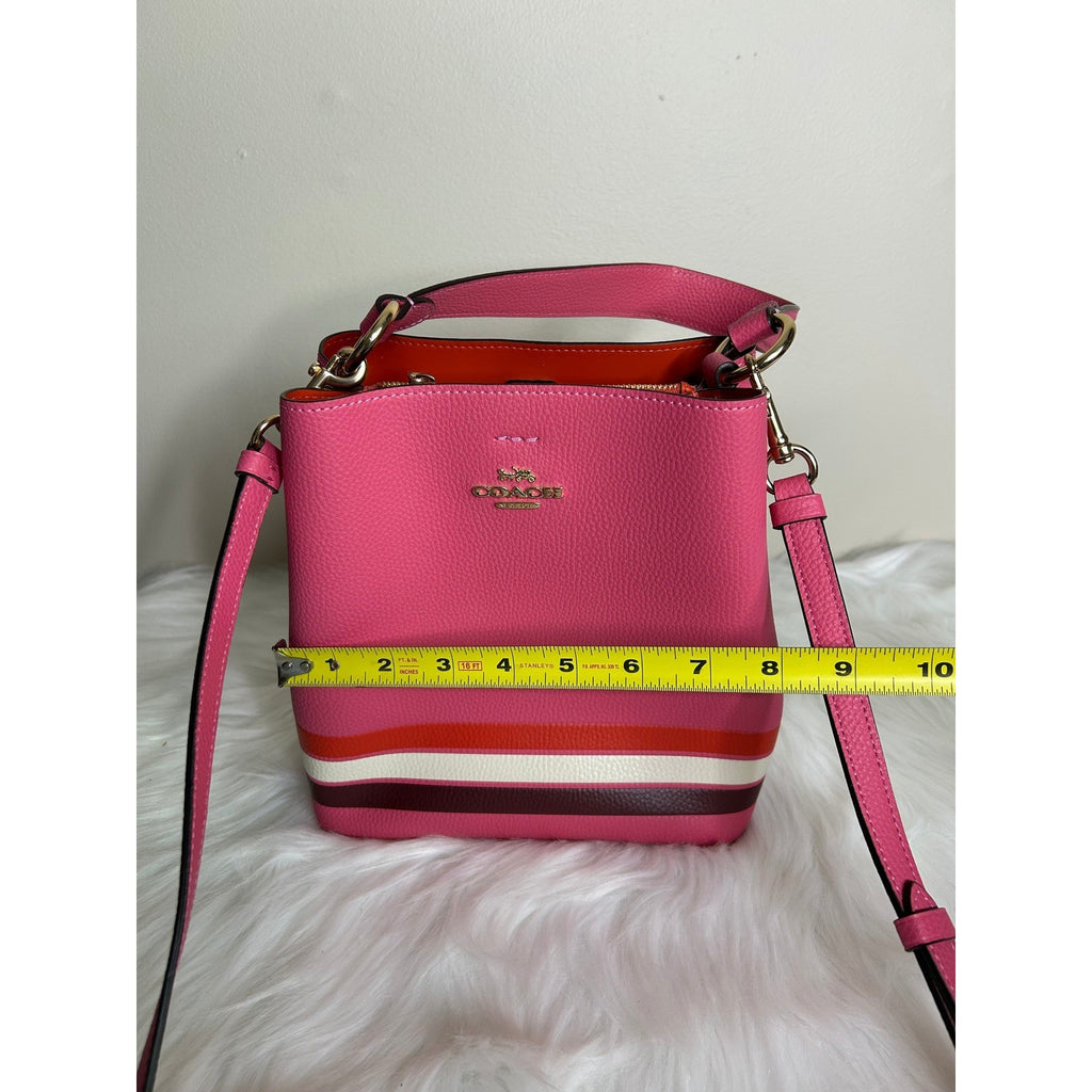 Coach Small Town Bucket Bag Confetti Pink Pebble Leather Shoulder Bag Excellent