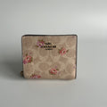 Coach Snap Wallet Chalk Taupe Floral Signature Canvas C8703 Excellent