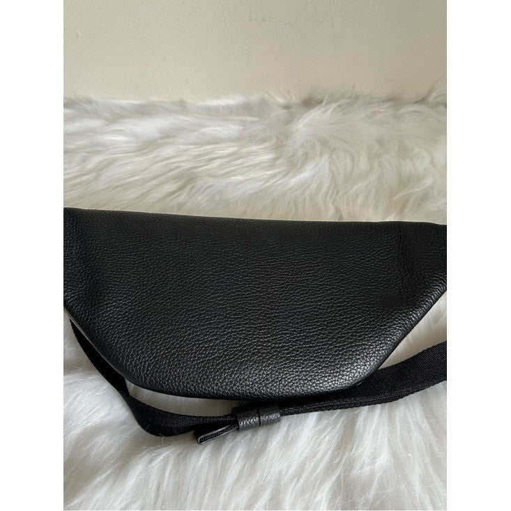 Coach Warren Belt Bag Signature Canvas Black Pebble Leather Brown C7703