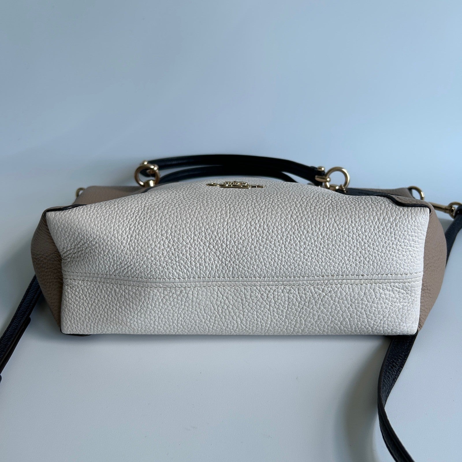 Coach Kacey Satchel Chalk Multi Pebbled Leather Bag Excellent