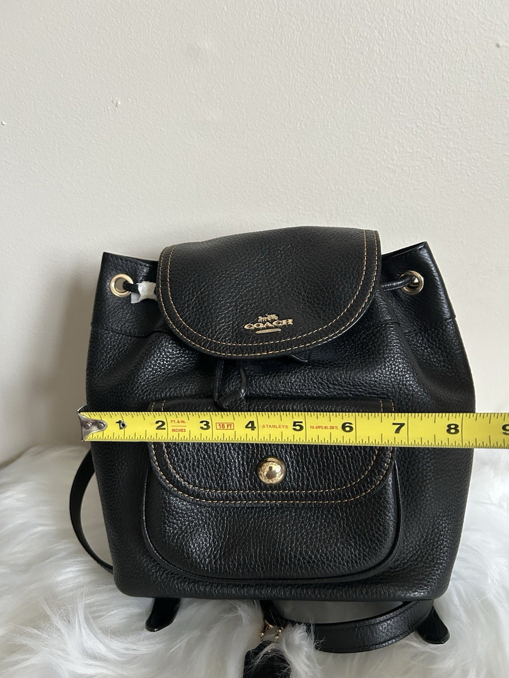 Coach Pennie 22 Black Pebbled Leather Backpack NWT C4121