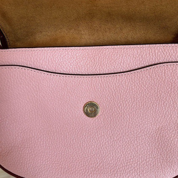 Coach Macie Saddle Bag Pink Pebbled Leather Shoulder Bag Excellent