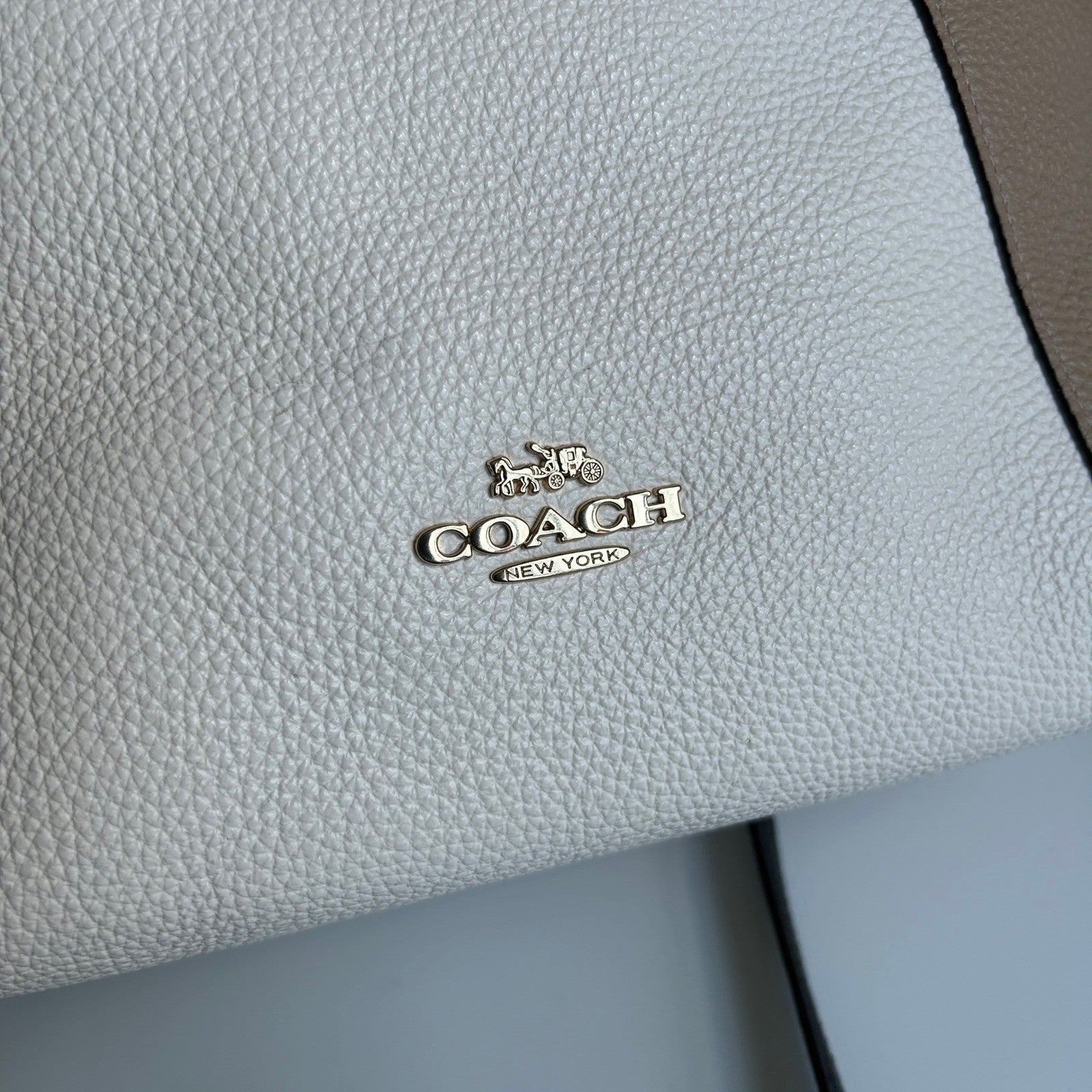 Coach Kacey Satchel Chalk Multi Pebbled Leather Bag Excellent