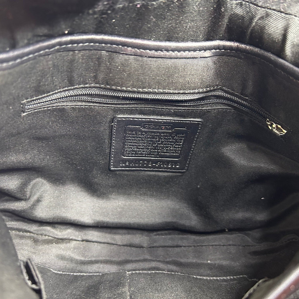 Coach Soho Black Leather Flap Shoulder Bag Good