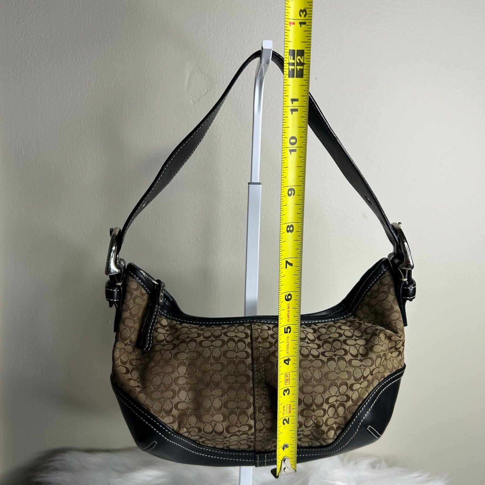 Coach Soho Signature Brown Black Canvas Leather Hobo Bag 6351 Excellent