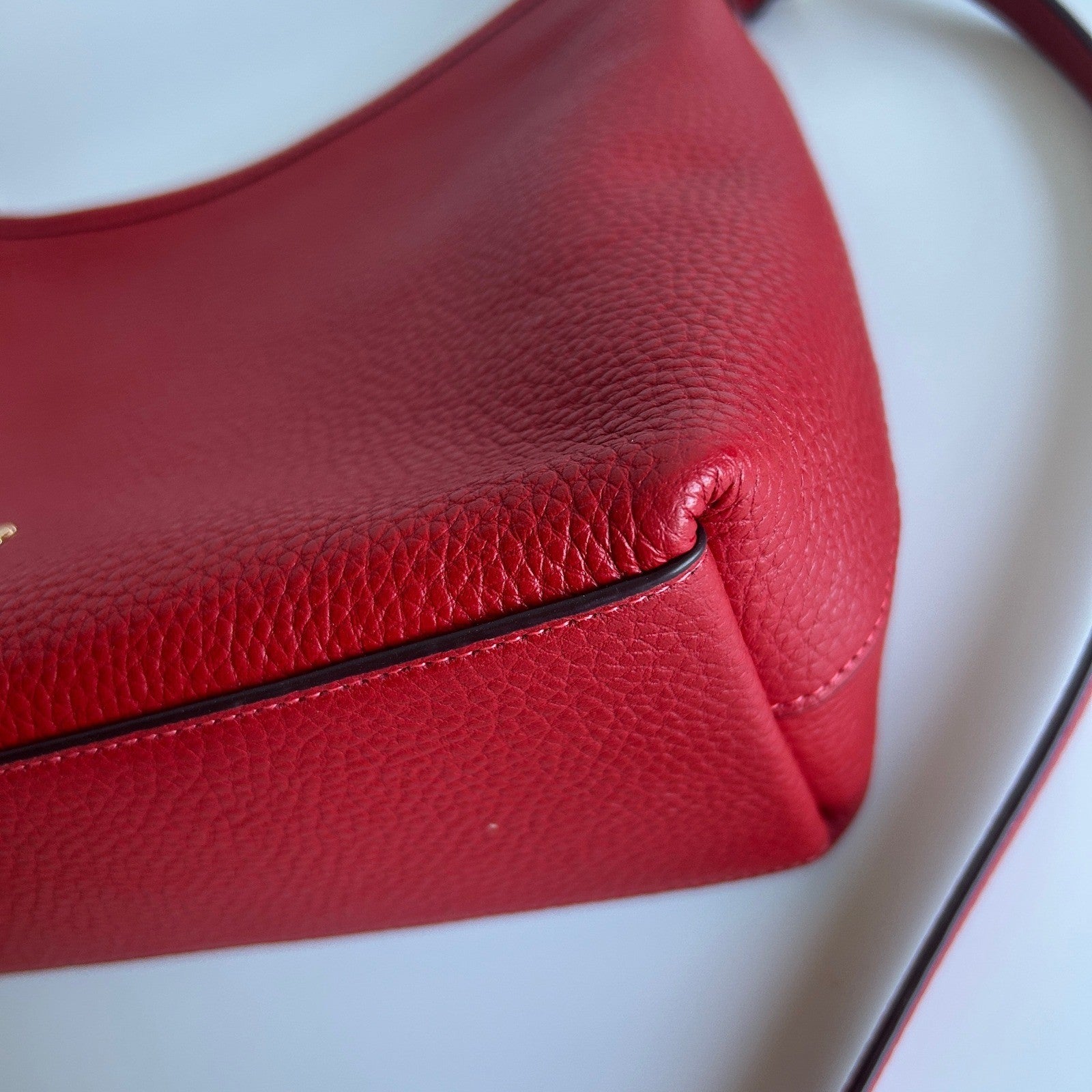 Coach Laurel Red Pebbled Leather Shoulder Bag CR148 Excellent